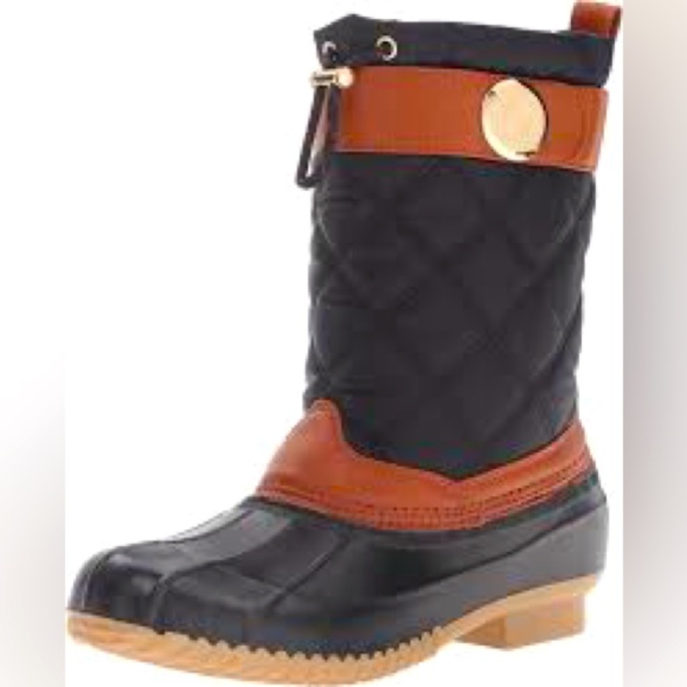 Tommy Hilfiger Arcadia Quilted Winter Duck Black Brown Snow Boots Women Size 7